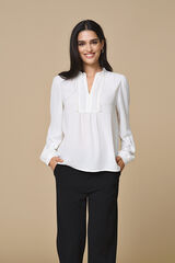 JDY Blusa manga comprida fluida branco