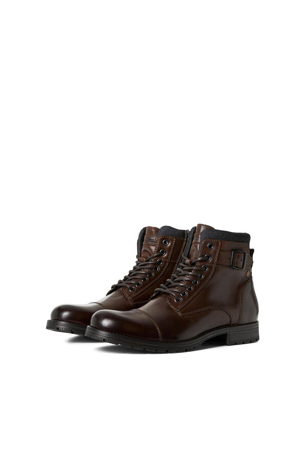 Jack & Jones Bota piel piso track marr&oacute;n