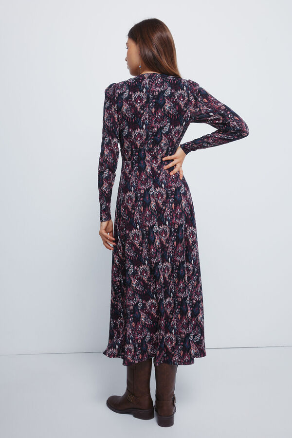 Springfield Vestido midi estampado com decote gargantilha estampado
