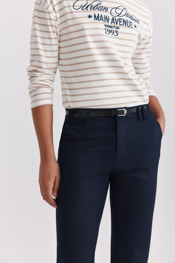 Springfield Cal&ccedil;as chino com cinto el&aacute;stico azul