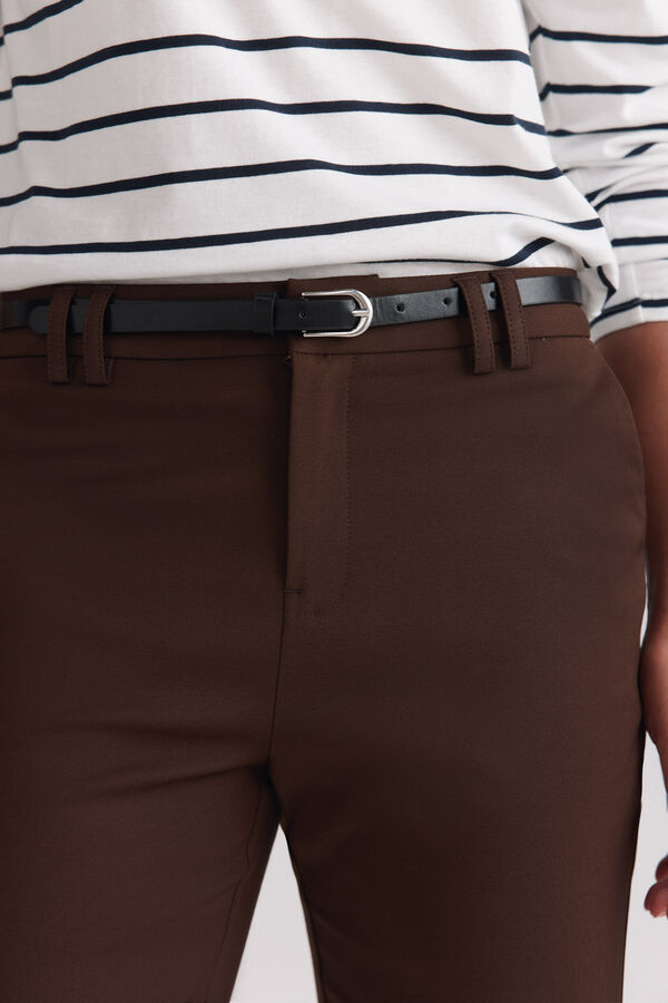 Springfield Cal&ccedil;as chino com cinto el&aacute;stico castanho