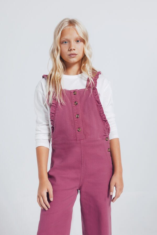 Springfield Kids Macacão longo com babados para meninas rosa