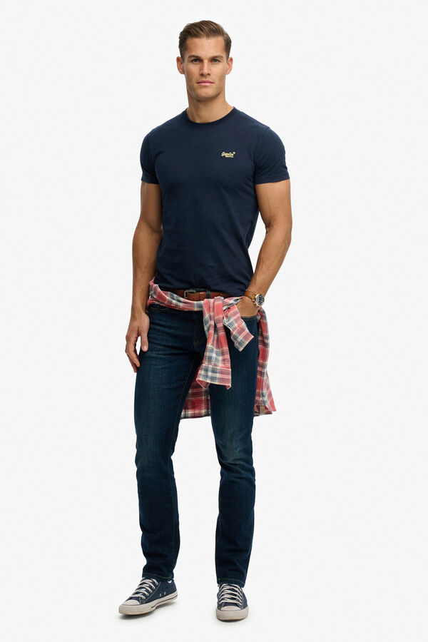 Superdry T-shirt de manga curta b&aacute;sica com log&oacute;tipo pequeno azul