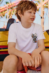 Springfield Kids T-shirt de manga curta com caveira surfista para menino bege