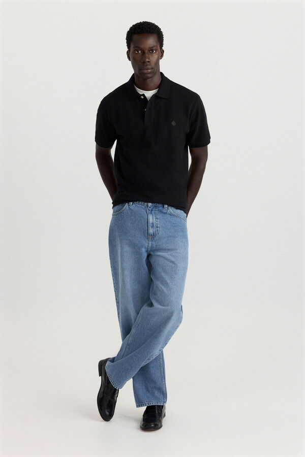 Springfield Piqu&eacute; basic regular fit polo shirt black