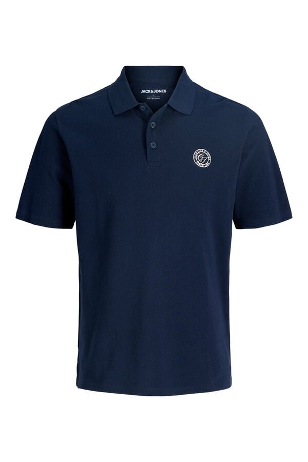 Jack & Jones PLUS Polo com logo ins&iacute;gnia azul