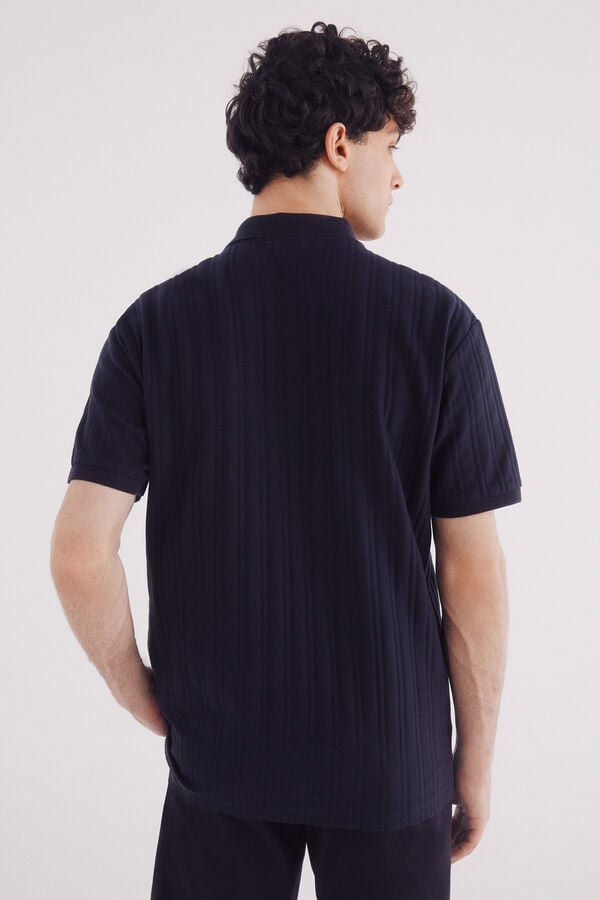 Springfield Polo de estrutura vertical de regular fit azul