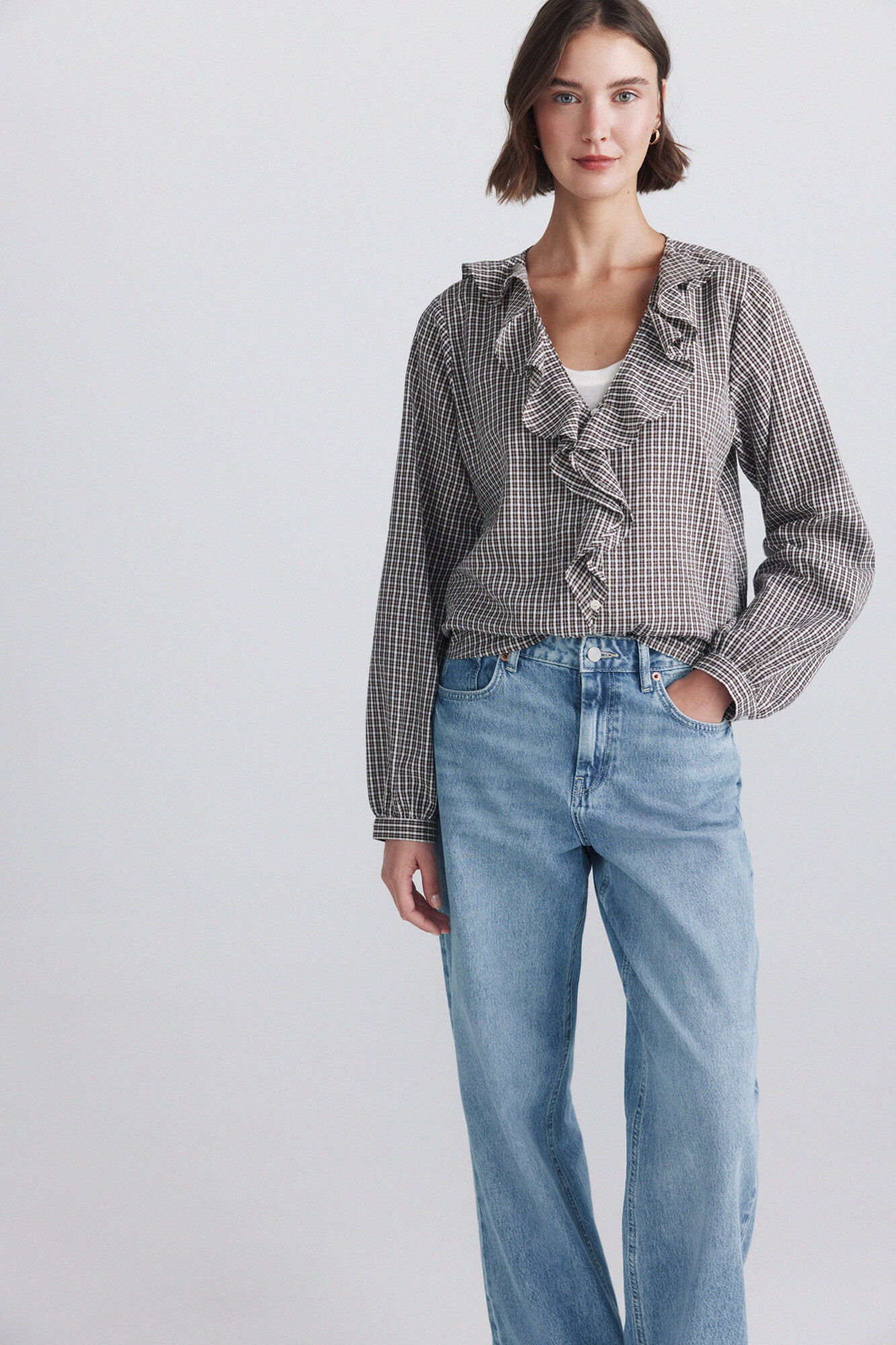 Springfield Camisa cuadros volante