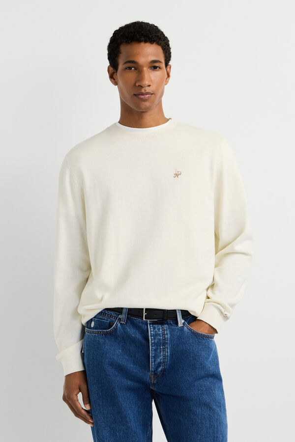 Pepe Jeans Camisola gola redonda com logo bege