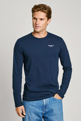 Pepe Jeans Camiseta básica original de manga comprida azul