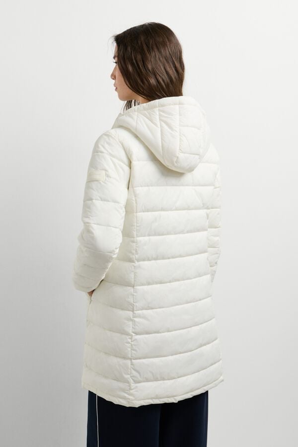 Pepe Jeans Sobretudo acolchoado com capuz e bolsos branco