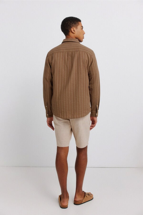Springfield Bermudas de linho dobby comfort fit camel