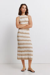 Springfield Vestido midi de malha gola halter cru
