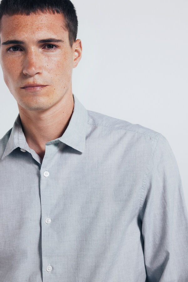 Springfield Camisa de algodão com debrum cinzento