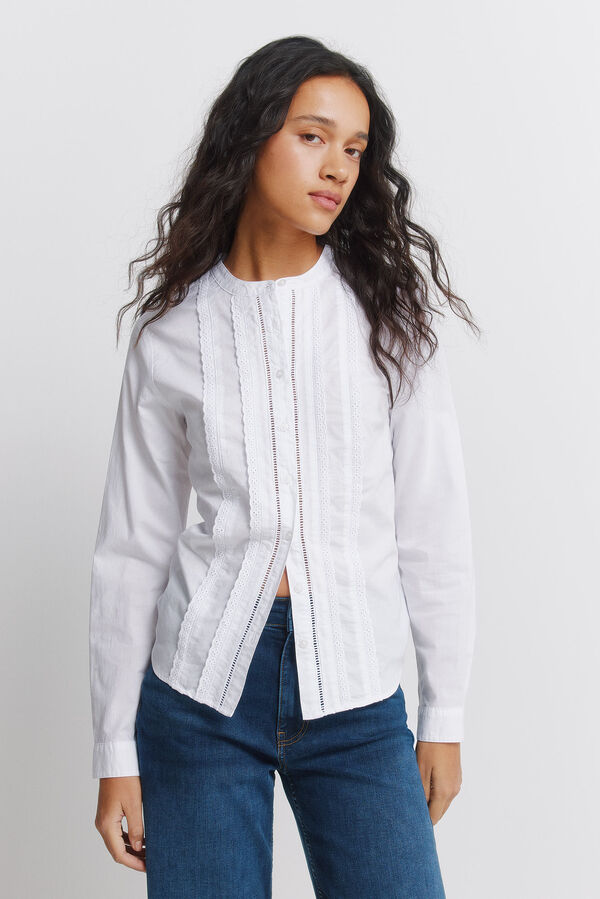 Springfield Camisa rom&acirc;ntica renda branco