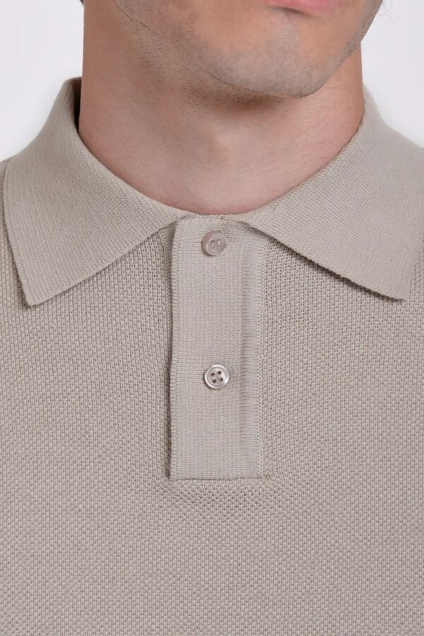 JVZ Camisola de gola polo estruturada vison