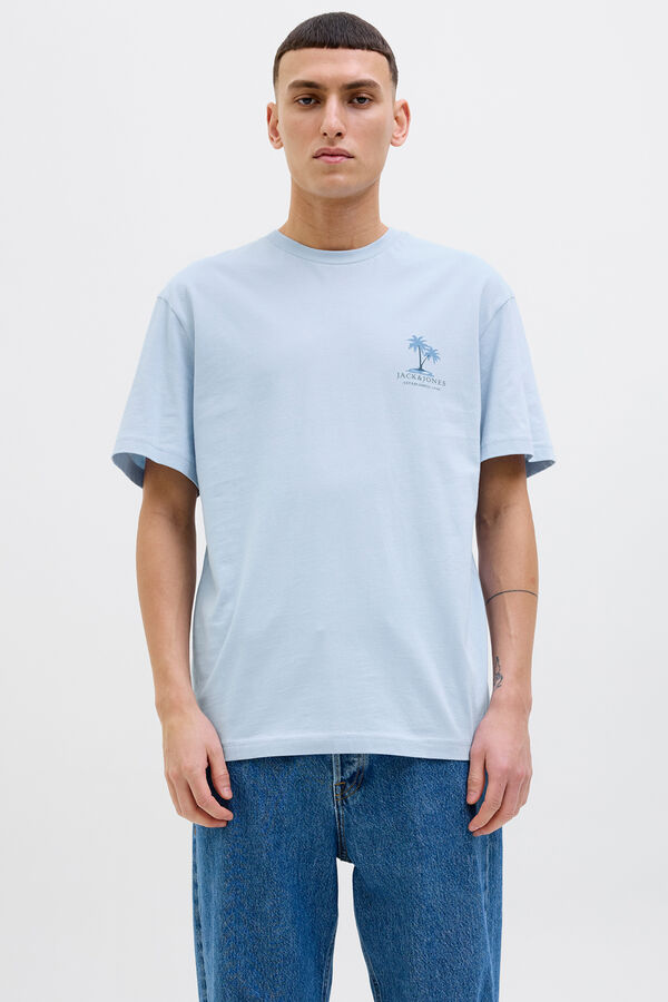 Jack & Jones T-shirt slim com estampado nas costas azul