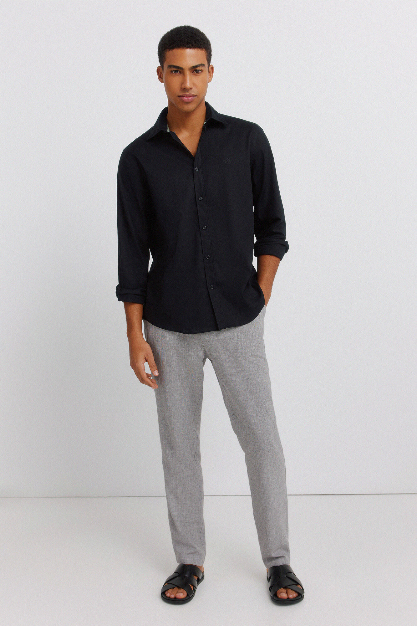 Springfield Cal&ccedil;as slim fit confort&aacute;veis de estrutura de linho