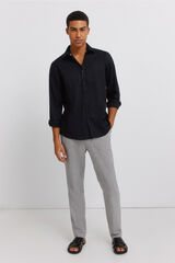 Springfield Cal&ccedil;as slim fit confort&aacute;veis de estrutura de linho cinzento