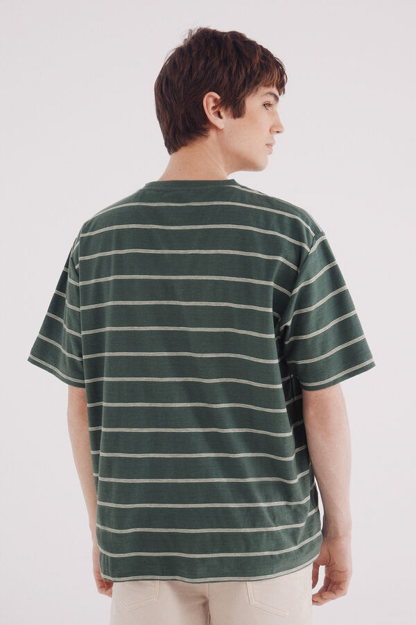 Springfield Camiseta riscas de algodão verde