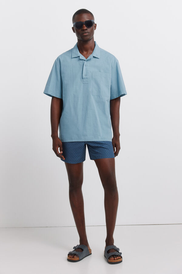 Springfield Fato de banho estampado mosaico bolso fecho-&eacute;clair azul