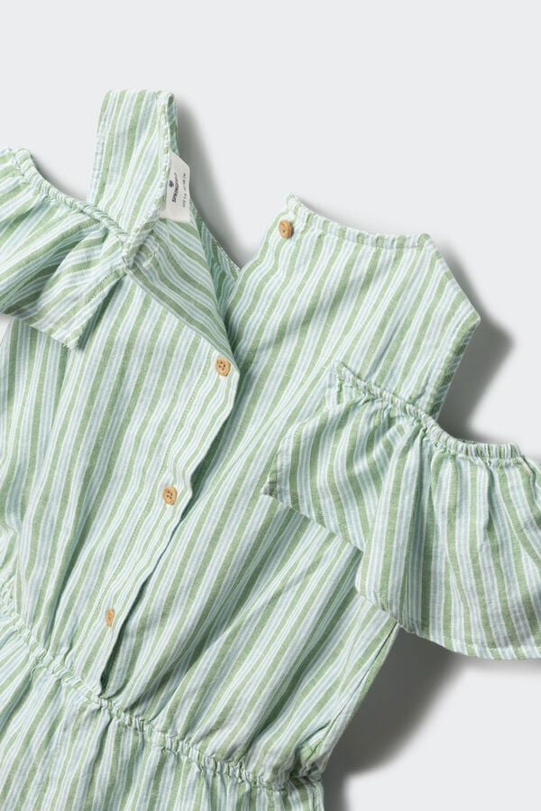 Springfield Kids Jardineiras curtas de riscas para menina cru