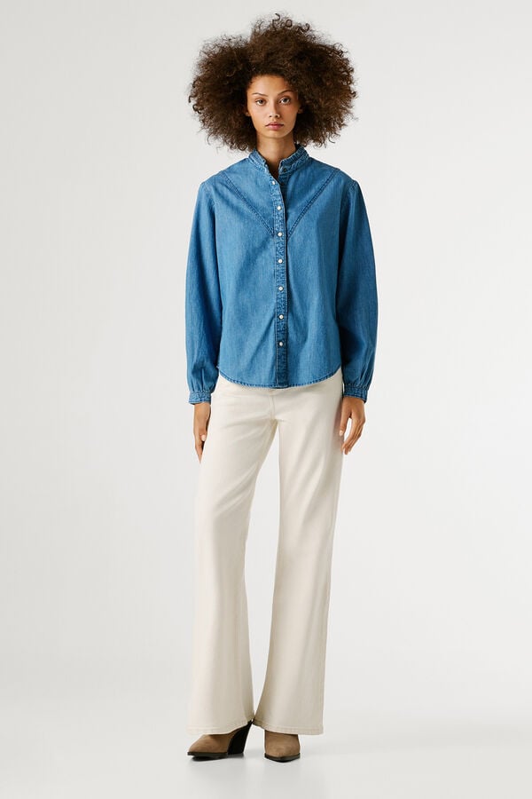 Pepe Jeans Camisa de ganga de manga comprida azul