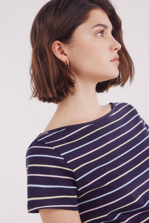 Springfield Semi-fitted boat neck t-shirt blue