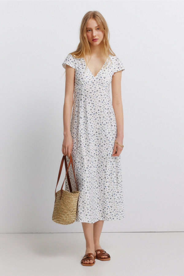 Springfield Vestido estampado de renda bege