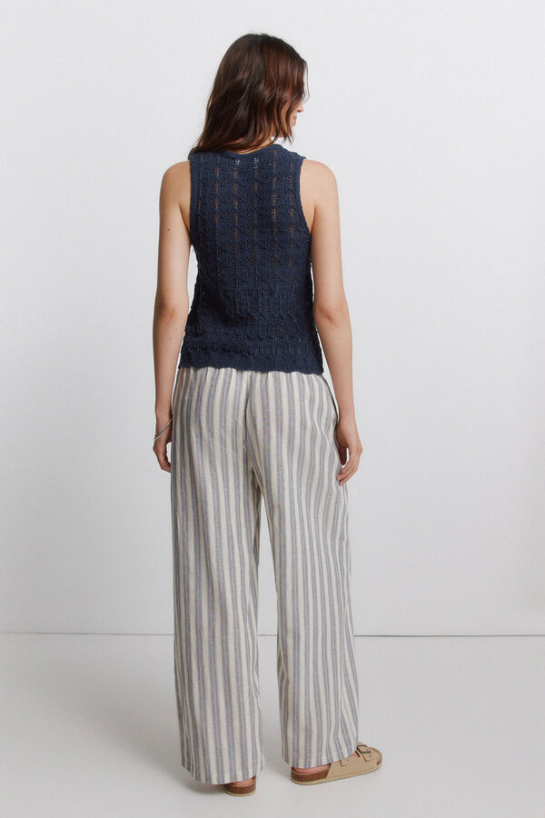 Springfield Pantal&oacute;n ancho rayas blanco