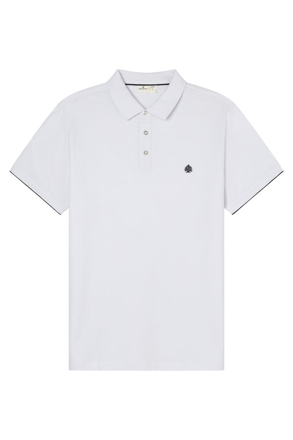 Springfield Polo piqu&eacute; punho em contraste slim fit branco