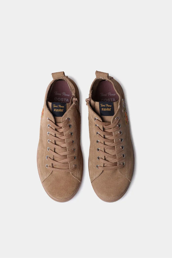 Toni Pons Bota de cano curto com detalhes florais bege