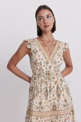 Springfield Vestido midi estampado sanefa castanho