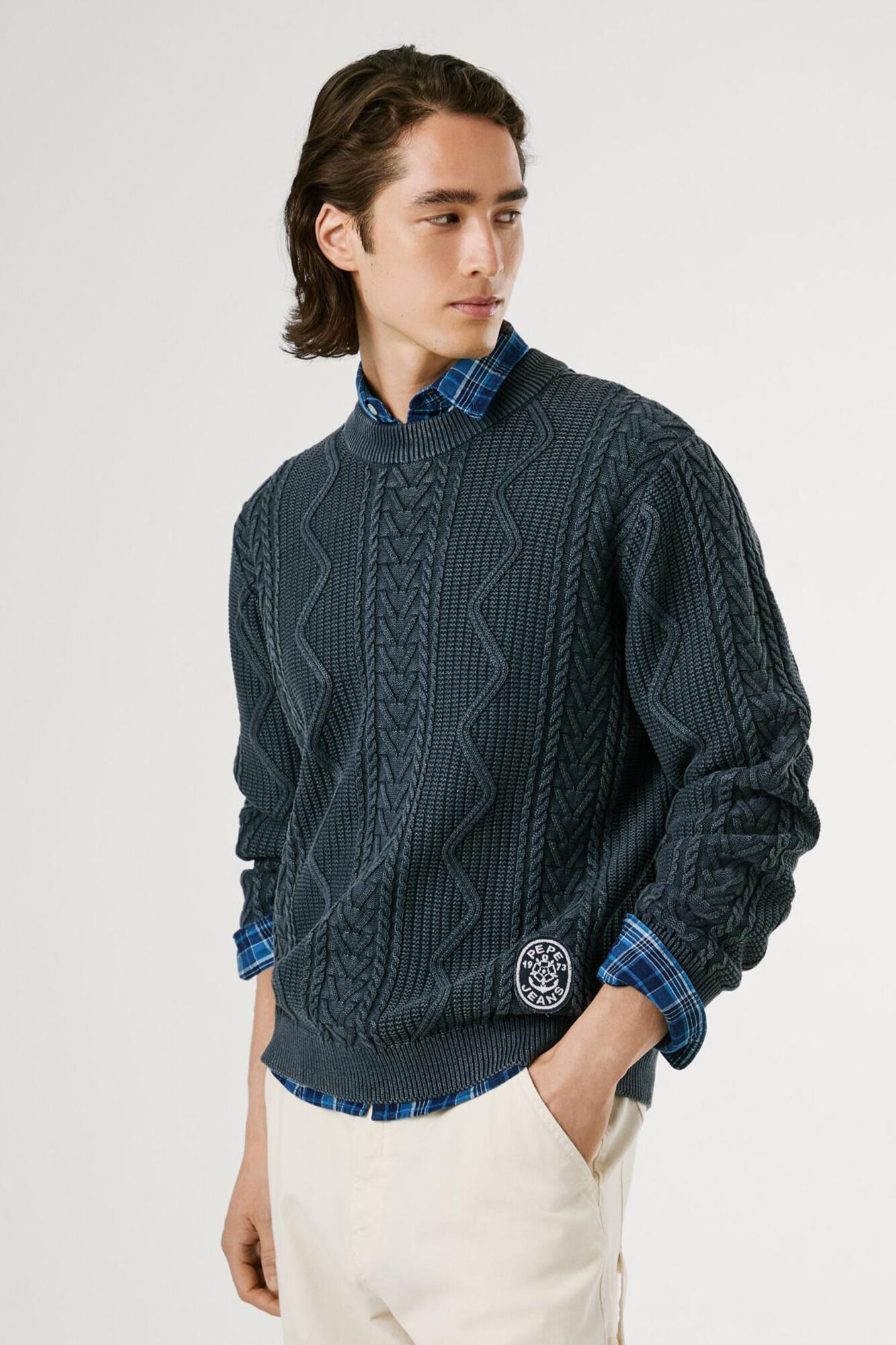 Pepe Jeans Su&eacute;ter tran&ccedil;ado com gola redonda