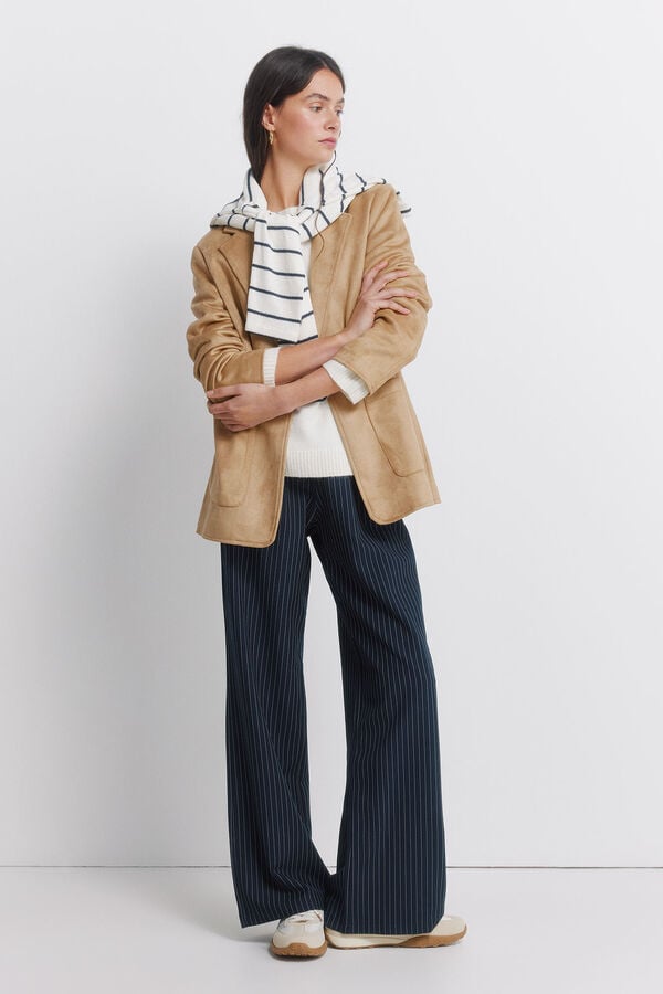 Springfield Blazer em camur&ccedil;a sint&eacute;tica camel