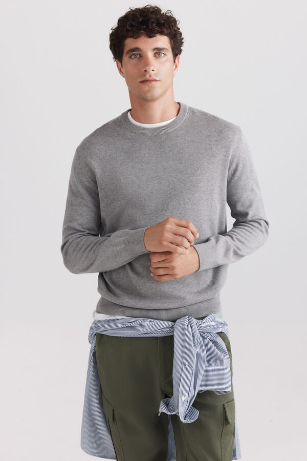 Springfield Camisola b&aacute;sica gola redonda cinzento