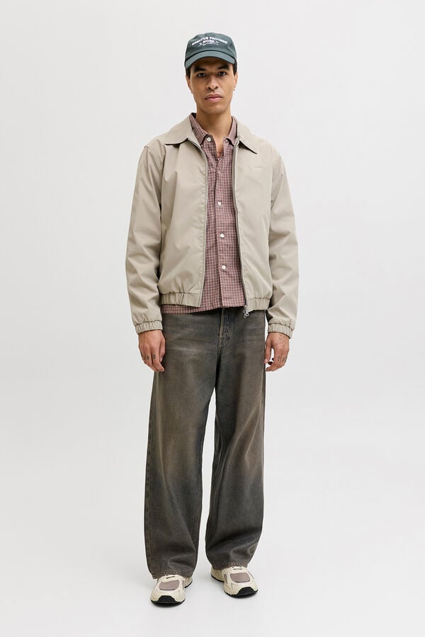 Jack & Jones jaqueta curta b&aacute;sica cinzento