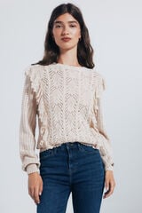 Springfield Jersey romántico pointelle beige