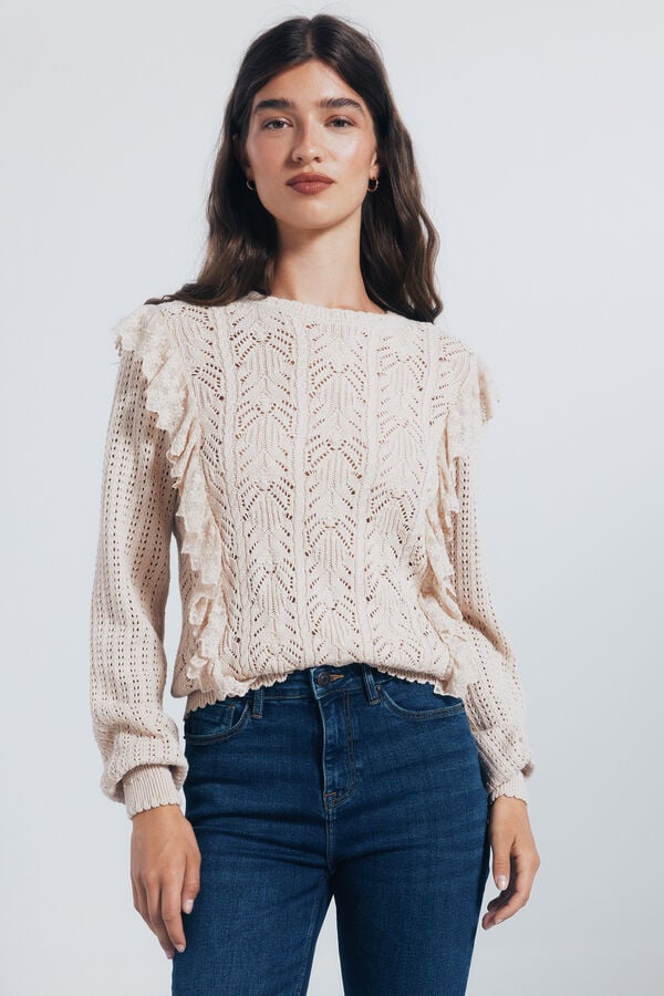 Springfield Jersey romántico pointelle beige