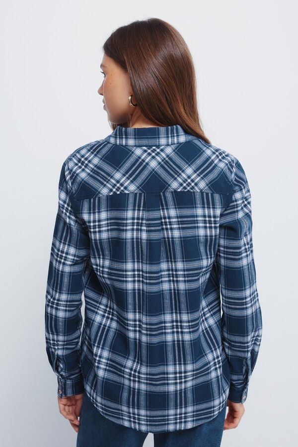 Springfield Camisa xadrez lurex com bolso azul