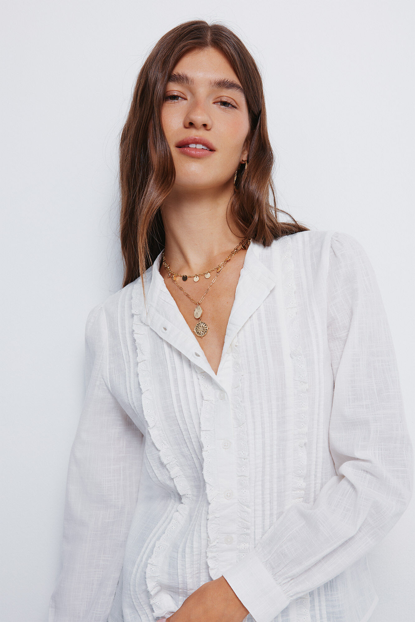 Springfield Blusa rom&acirc;ntica de schiffly