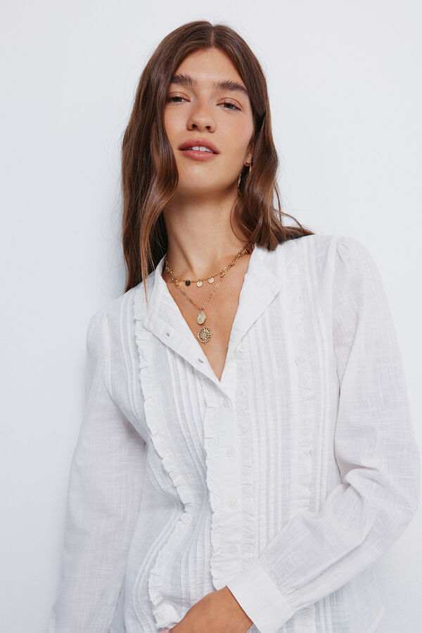 Springfield Blusa romântica de schiffly cru