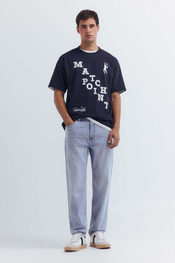 Springfield Jeans de corte reto com lavagem clara azul