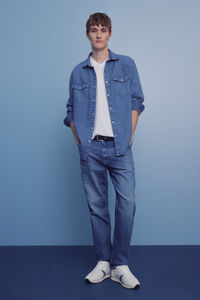 Springfield Calças com lavagem média escura e corte regular