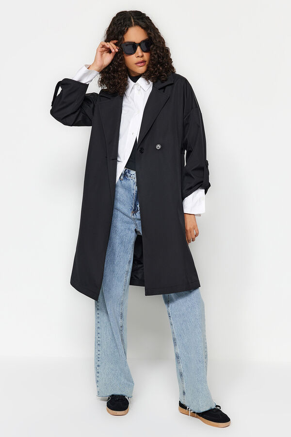 Trendyol Long oversized trench coat black