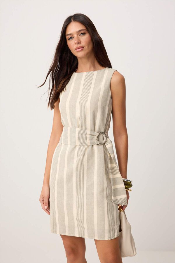 Trendyol Vestido curto com cinto estampado