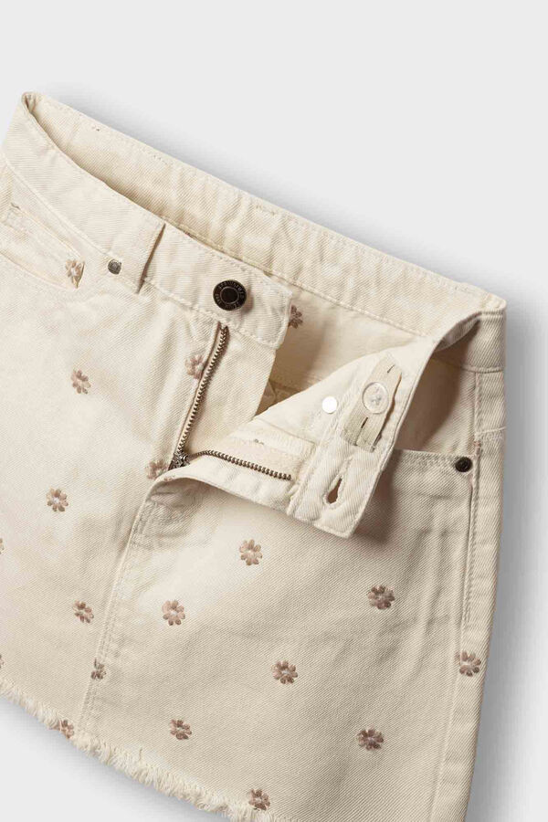 Springfield Kids Saia em sarja com bordados para menina branco