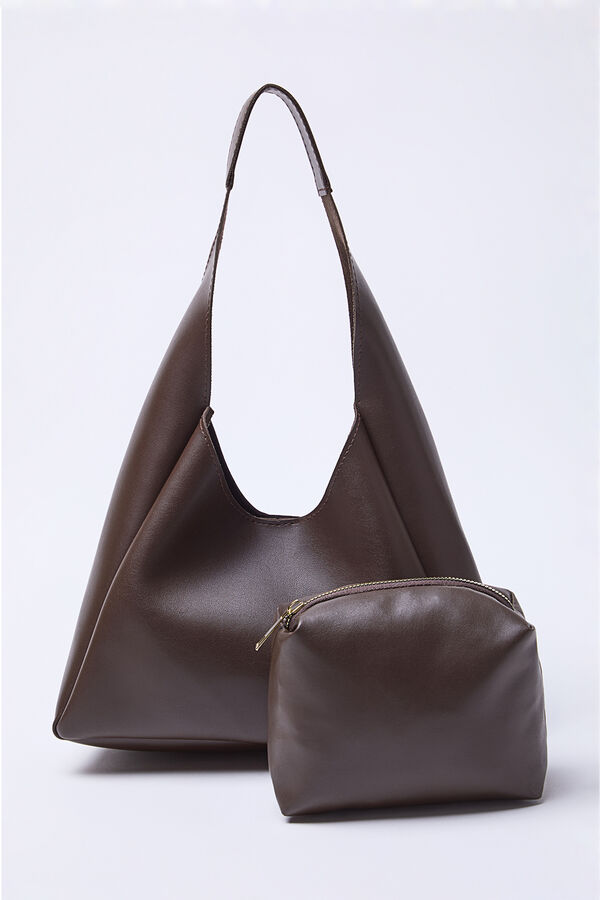 Trendyol Mala tote bag com n&eacute;cessaire castanho