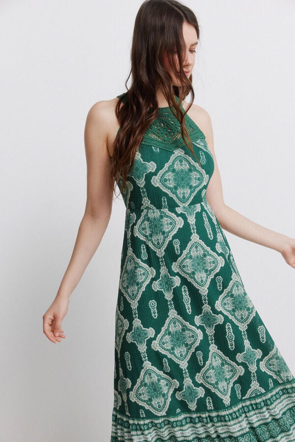 Springfield Vestido halter em crochet verde