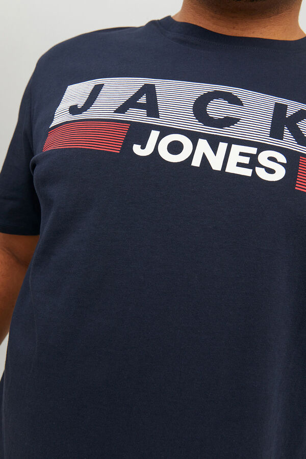 Jack & Jones PLUS T-shirt b&aacute;sica logo azul